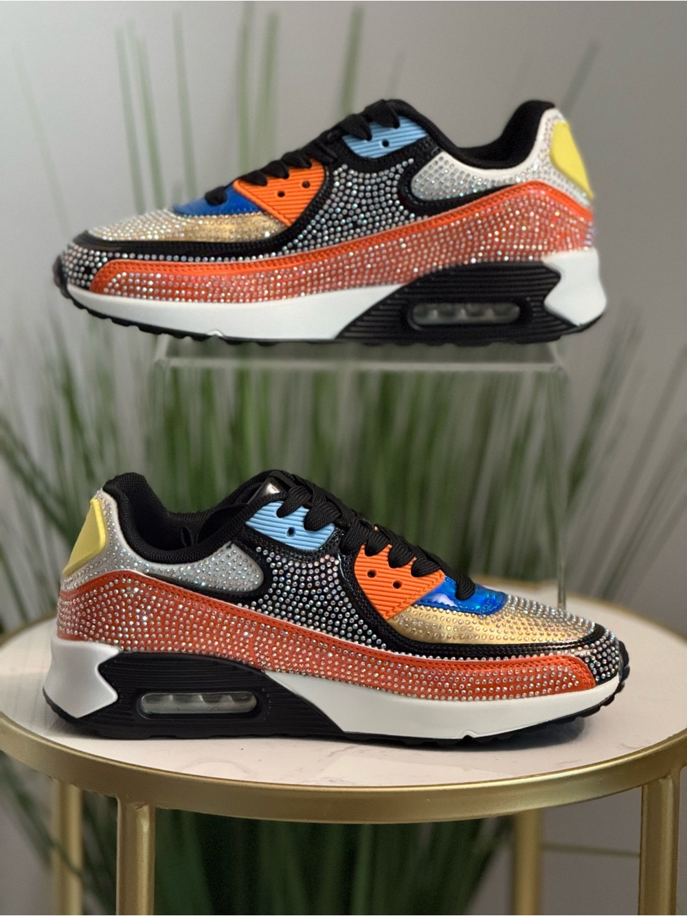 Berness Women’s Rhinestone Embellished Multicolor Fashion Sneakers NIB